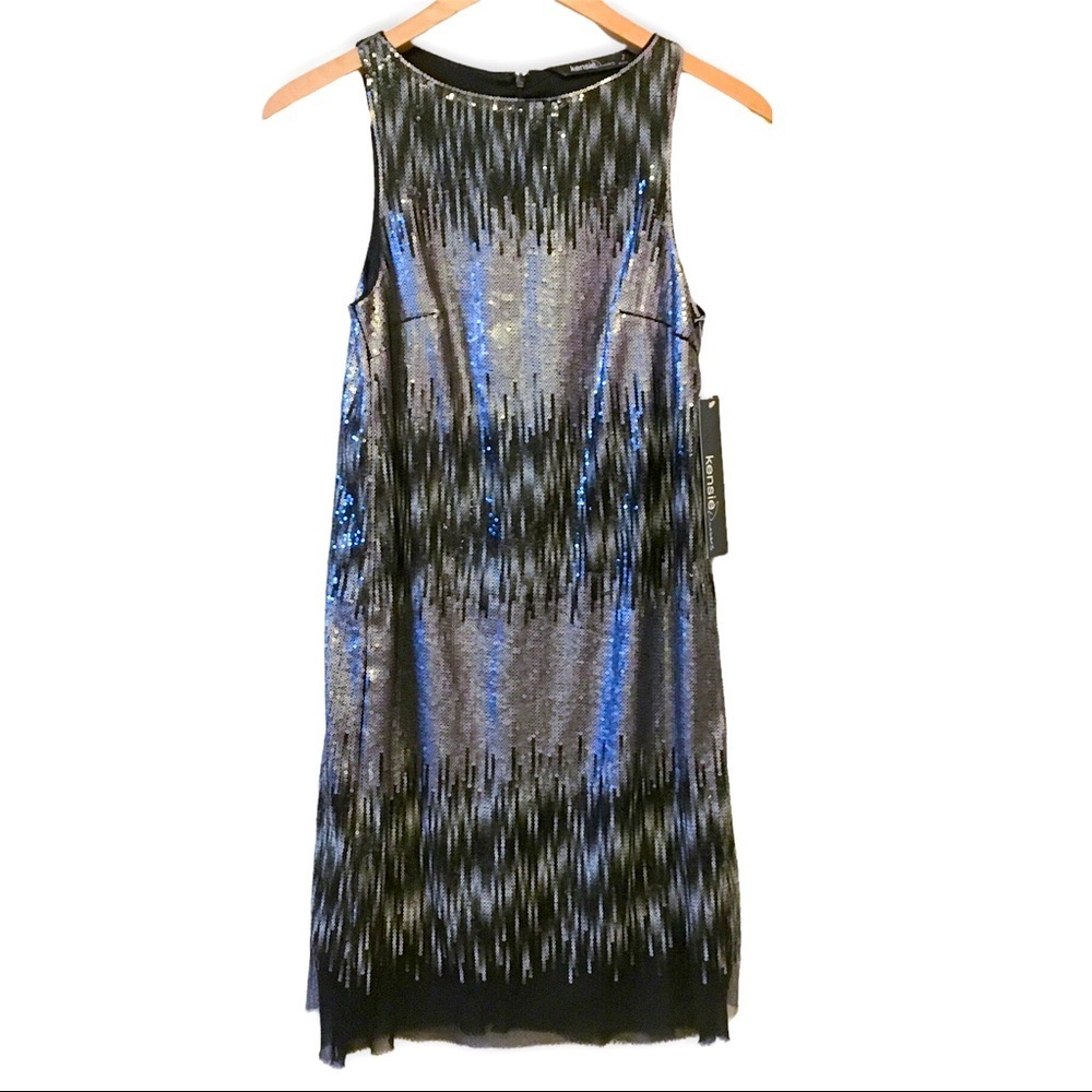nwt Kensie Sequin Ombre Mini Dress in Silver Black Combo Size 2 Small